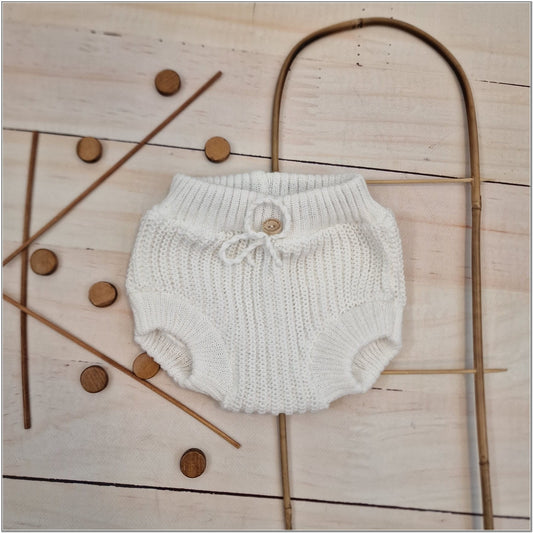 Kötött bloomers nadrág, fehér