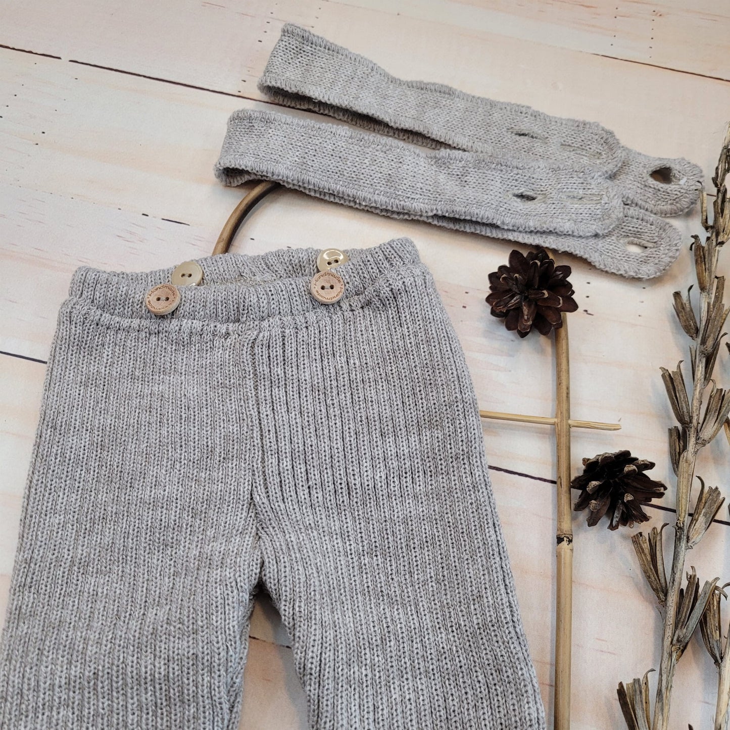 Kötött kantáros leggings – állítható, csokoládé