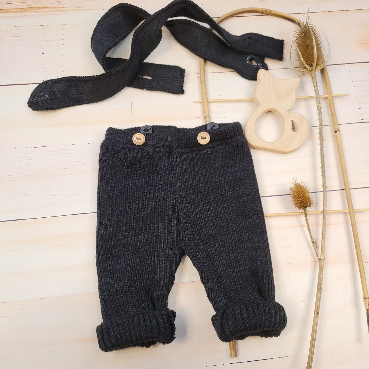Kötött kantáros leggings – állítható, csokoládé