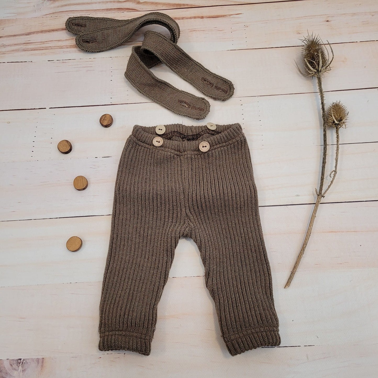 Kötött kantáros leggings – állítható, csokoládé