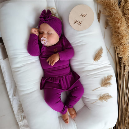 3 részes fodros szett: body+leggings+fejpánt, lila