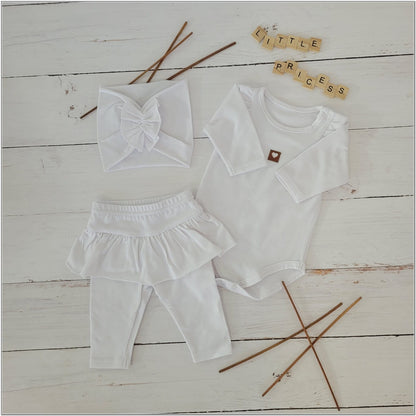 3 részes fodros szett: body+leggings+fejpánt, lila
