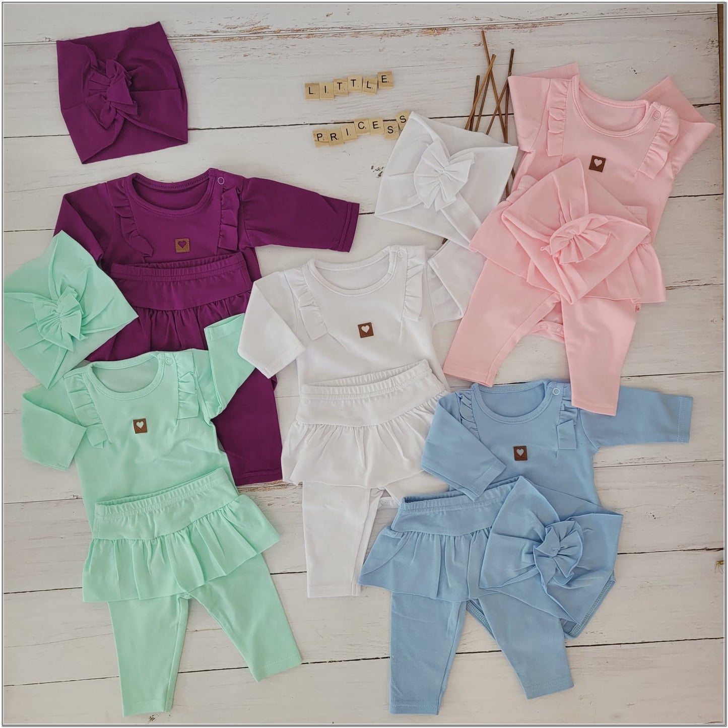 3 részes fodros szett: body+leggings+fejpánt, lila